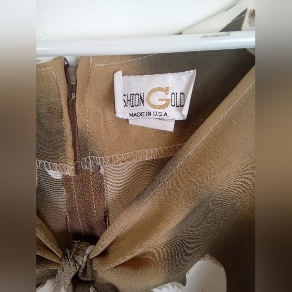 Vintage 90s Brown Floral Midi Dress | Medium - Picture 5 of 7